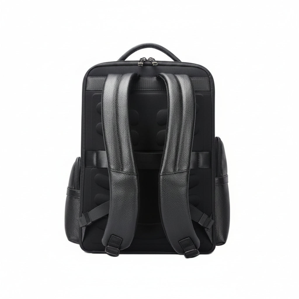 Q-THUNDER Genuine Leather Backpack – Large Capacity, USB Charging, TSA Lay-Flat & Ergonomic Straps