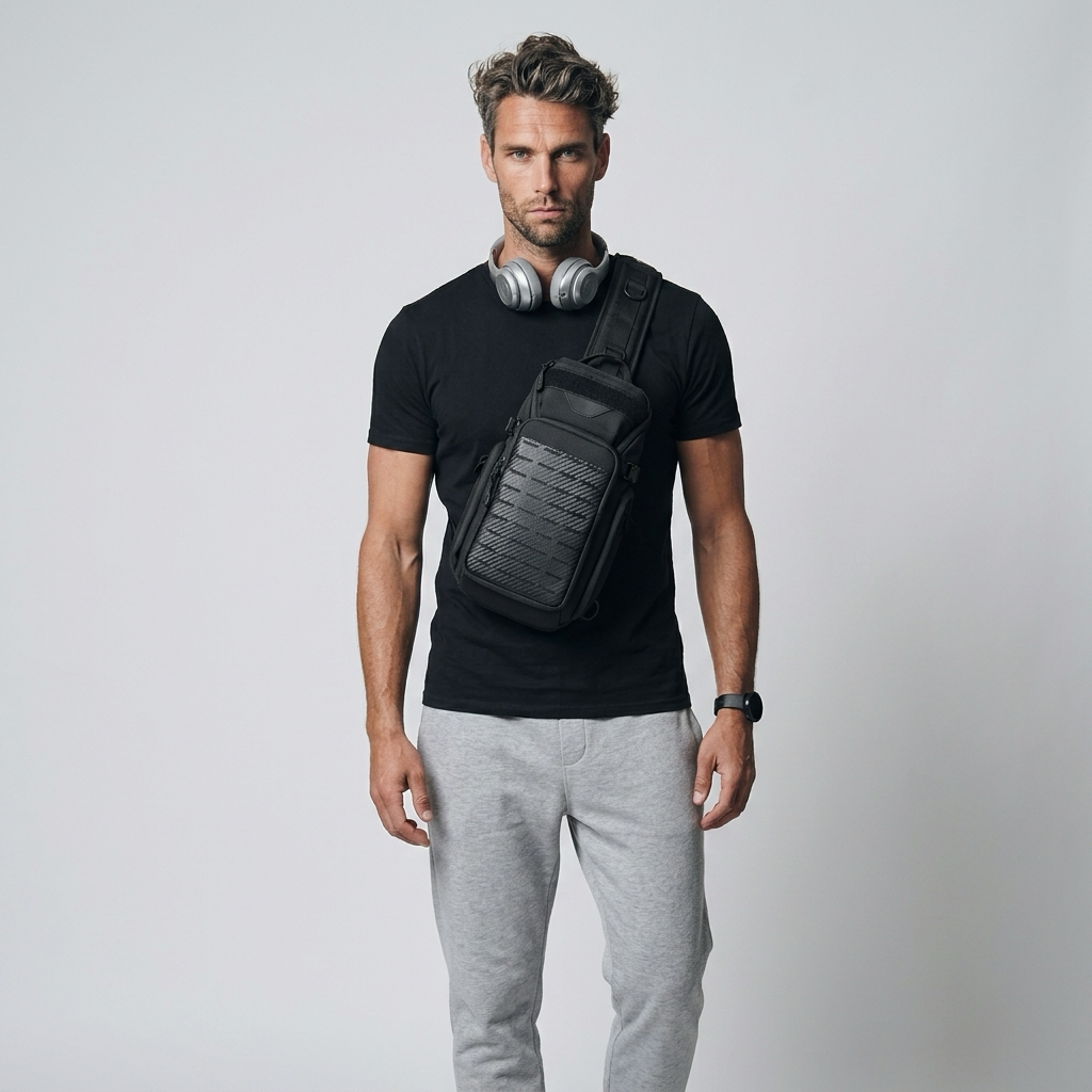 Q-TRAILEDGE Men's Waterproof Sport Chest Bag – 1680D Polyester, Anti-Theft, Versatile Carry