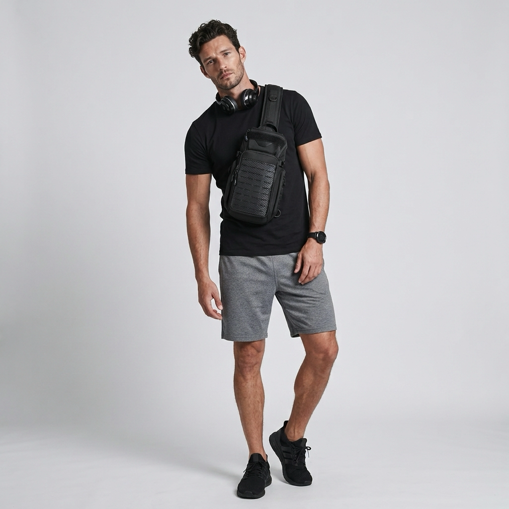 Q-TRAILEDGE Men's Waterproof Sport Chest Bag – 1680D Polyester, Anti-Theft, Versatile Carry