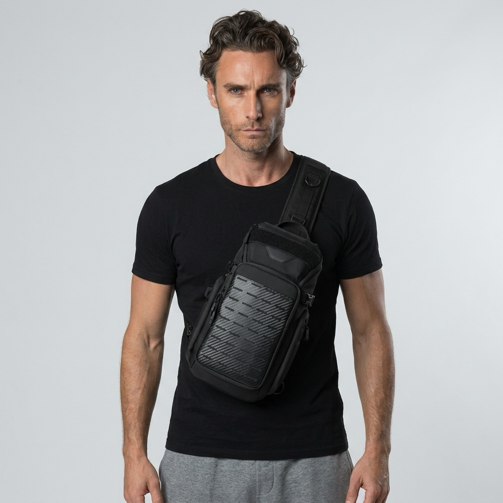 Q-TRAILEDGE Men's Waterproof Sport Chest Bag – 1680D Polyester, Anti-Theft, Versatile Carry