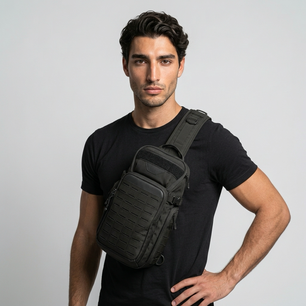 Q-TRAILEDGE Men's Waterproof Sport Chest Bag – 1680D Polyester, Anti-Theft, Versatile Carry