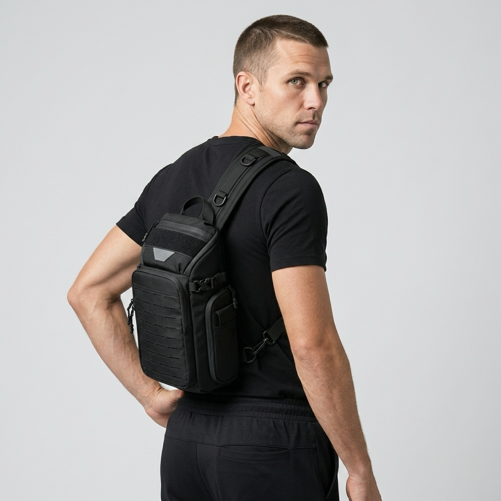 Q-TRAILEDGE Men's Waterproof Sport Chest Bag – 1680D Polyester, Anti-Theft, Versatile Carry
