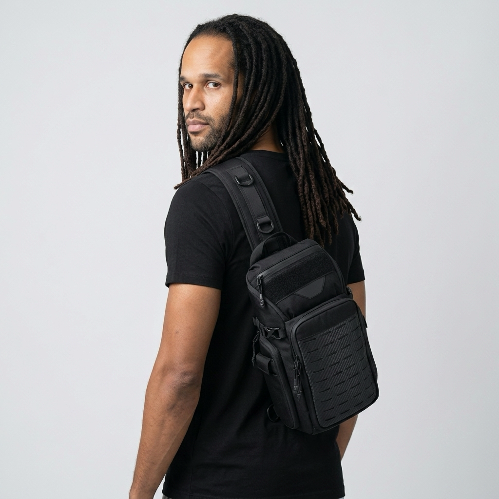Q-TRAILEDGE Men's Waterproof Sport Chest Bag – 1680D Polyester, Anti-Theft, Versatile Carry
