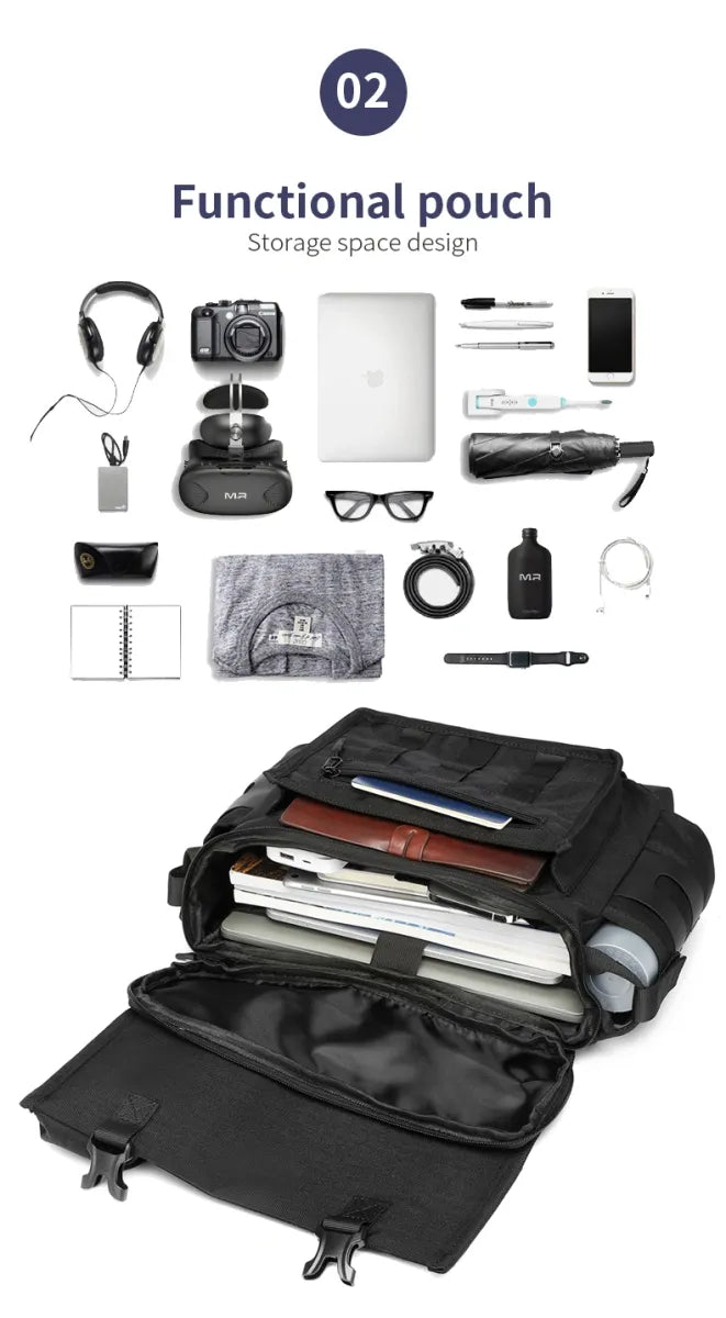 Q-URBAN Waterproof Messenger Bag – 1680D Polyester, Anti-Scratch, Unisex Crossbody
