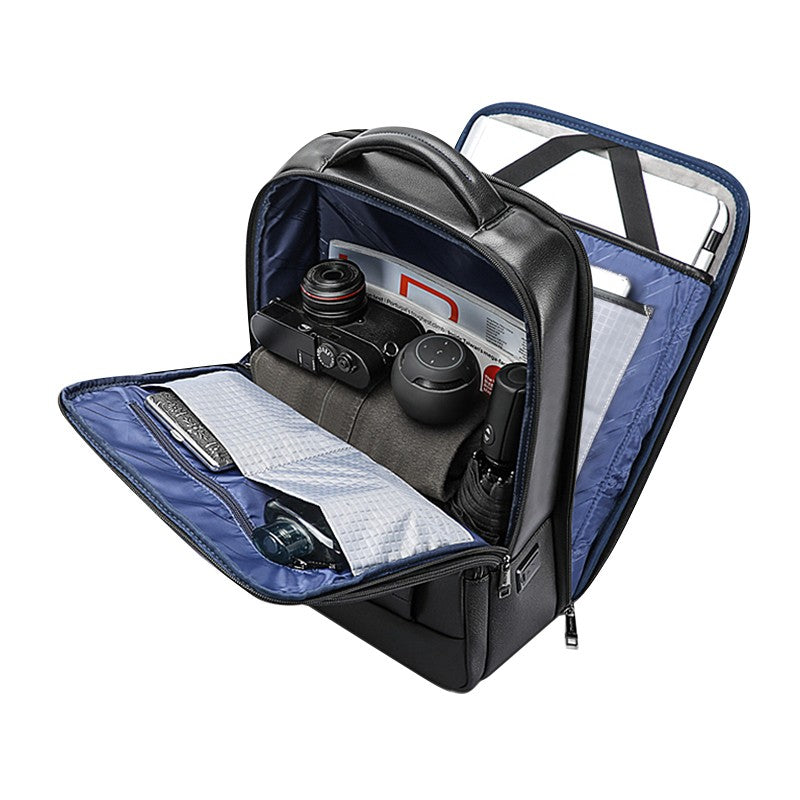 Q-ULTIMATE Genuine Leather Backpack – Anti-Theft, USB Charging & Laptop Compartment