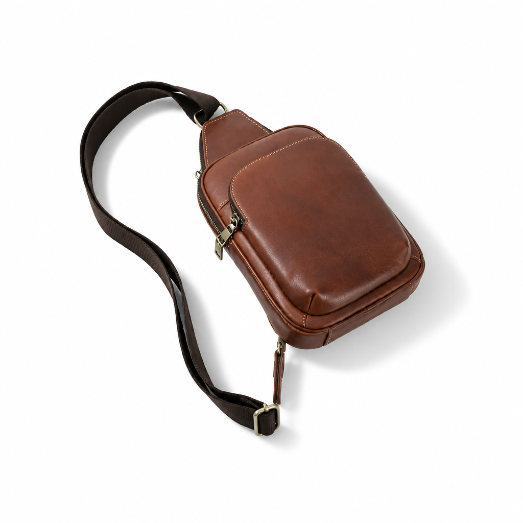 Q-VERSO Vintage Full Grain Oiled Leather Sling Bag for Men – Genuine Cow Leather Crossbody Chest Pack