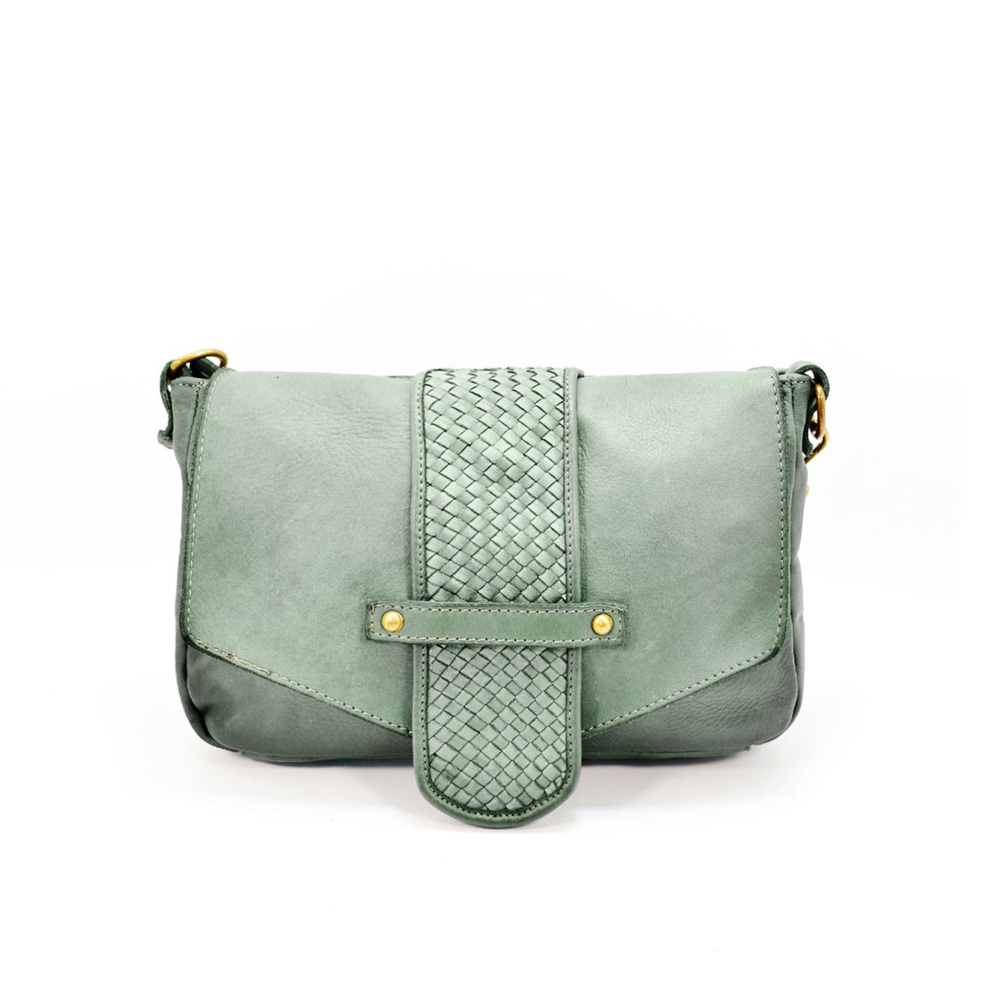 Q-VERVE Vintage Braided Calfskin Shoulder Bag – Italian Leather, Flap Closure & Feminine Design
