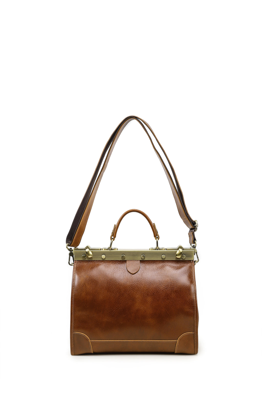 Q-VALMORA Executive Full-Grain Leather Work Bag for Women – Hinge Lock, Tablet Fit, Convertible