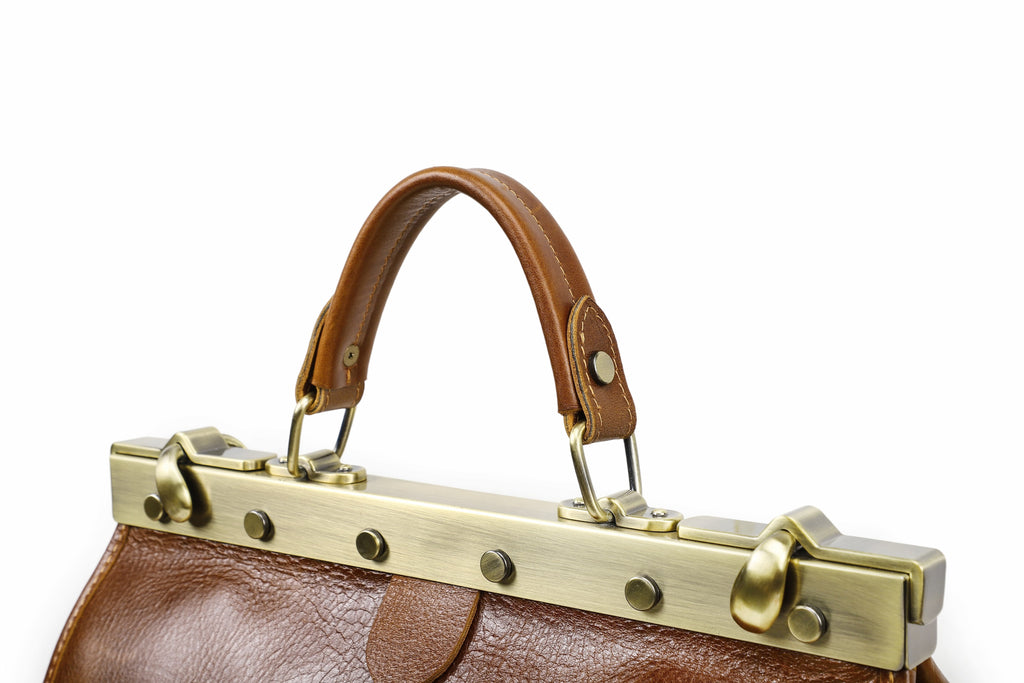 Q-VALMORA Executive Full-Grain Leather Work Bag for Women – Hinge Lock, Tablet Fit, Convertible