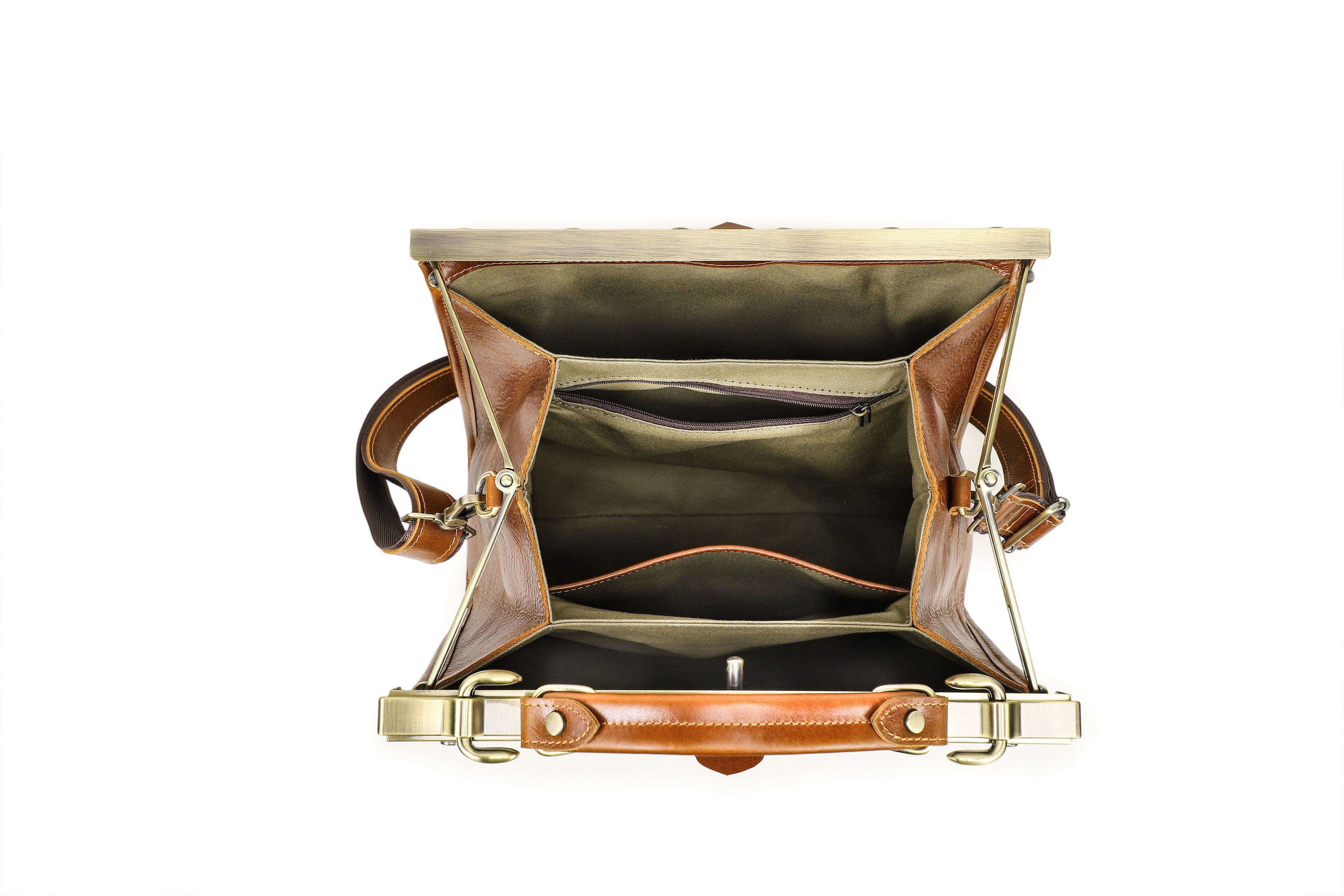 Q-VALMORA Executive Full-Grain Leather Work Bag for Women – Hinge Lock, Tablet Fit, Convertible