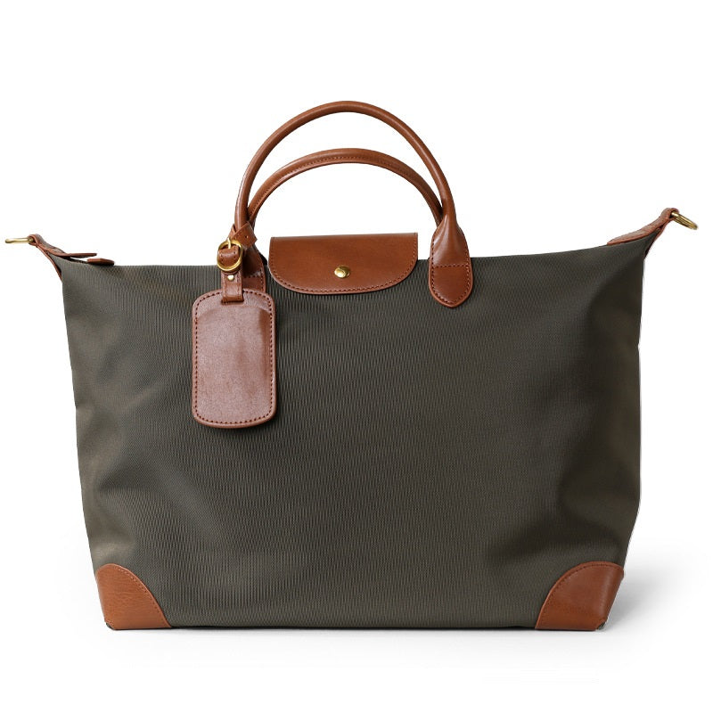 Q-VAULTO Premium Nylon & Leather Travel Tote Bag – 14" Laptop, Waterproof, Work & Travel