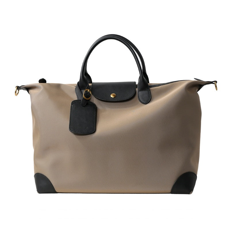 Q-VAULTO Premium Nylon & Leather Travel Tote Bag – 14" Laptop, Waterproof, Work & Travel