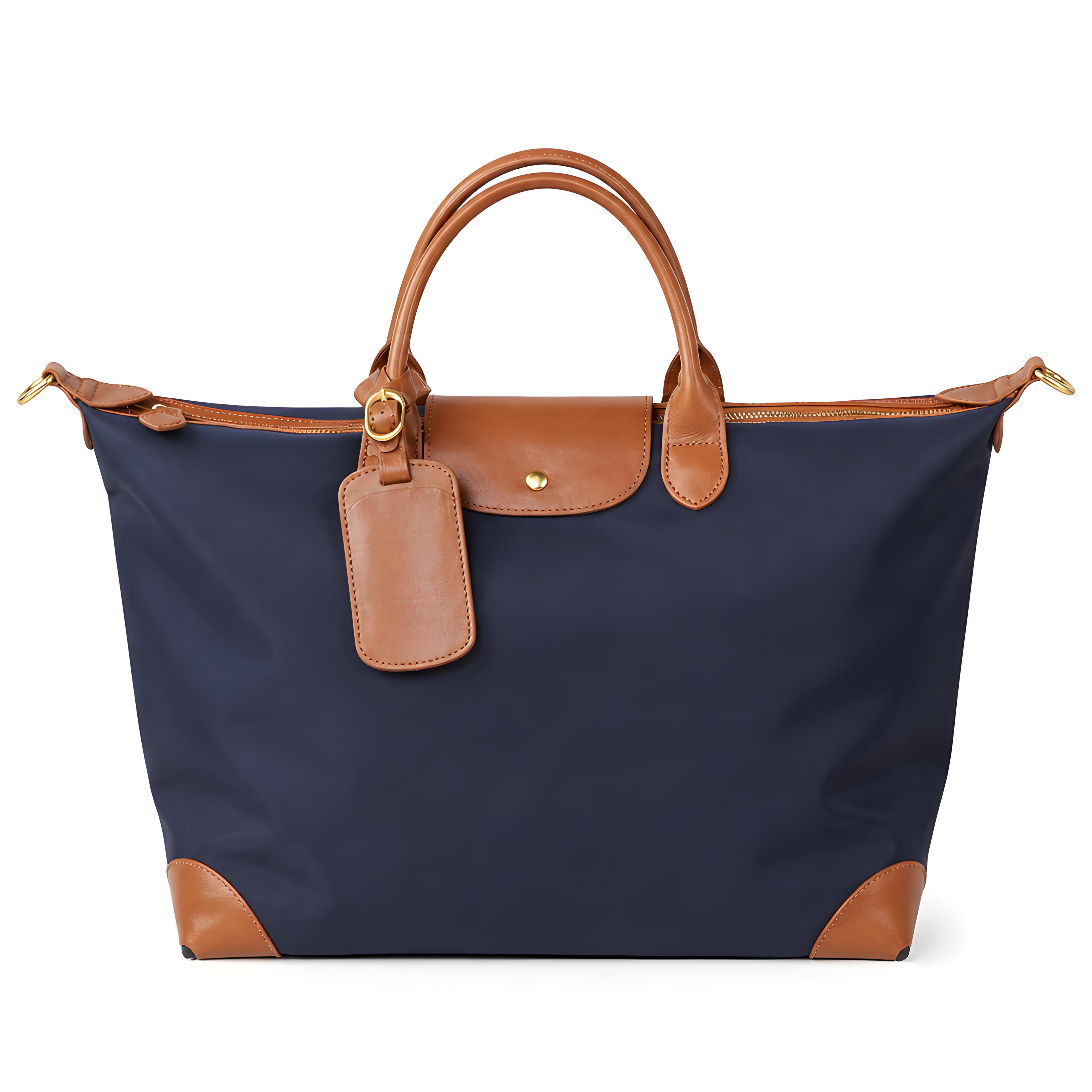 Q-VAULTO Premium Nylon & Leather Travel Tote Bag – 14" Laptop, Waterproof, Work & Travel