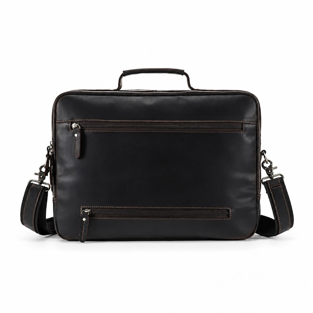 Q-VENTURE Full Grain Leather Laptop Briefcase & Messenger Bag for Men – 15.6" Computer Bag