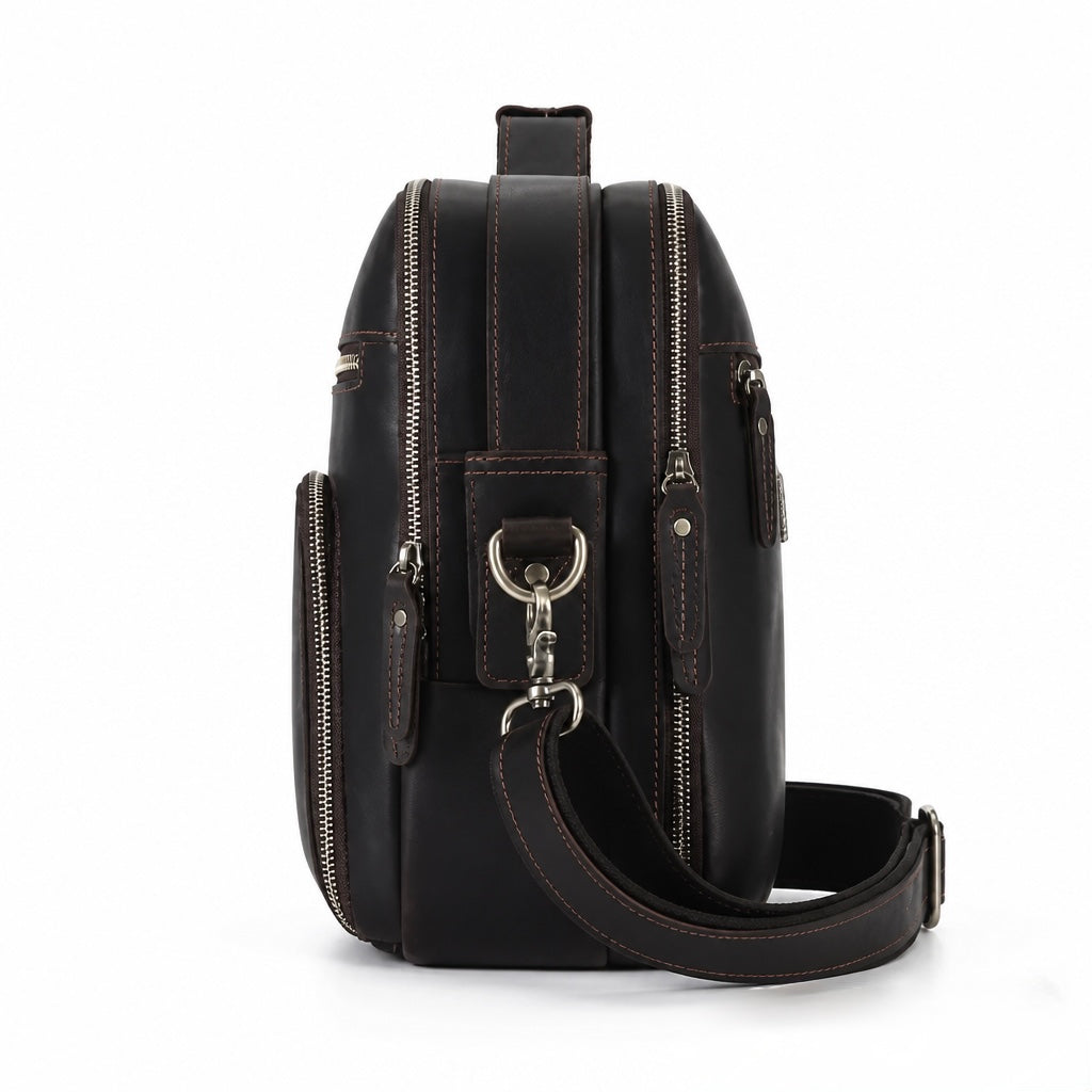 Q-VENTURE Full Grain Leather Laptop Briefcase & Messenger Bag for Men – 15.6" Computer Bag