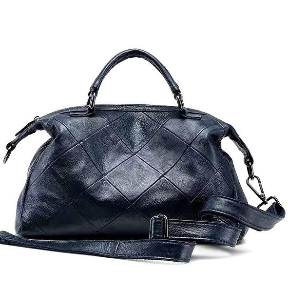 Q-VERA Full-Grain Leather Shoulder Bag for Women – Crossbody, Top Handle & Back Zip Pocket