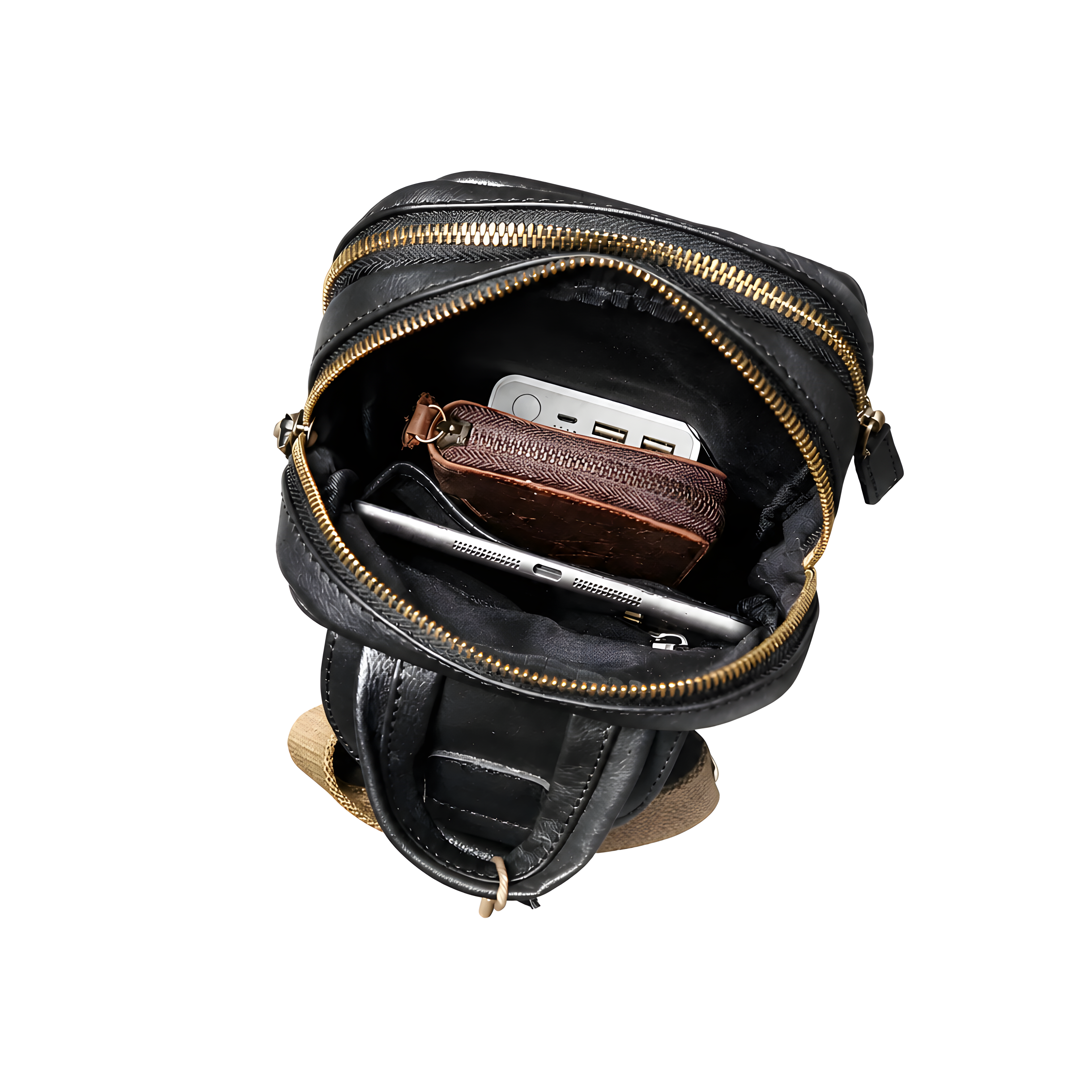 Q-VEXOR Men's Full Grain Leather Crossbody Bag – Premium Sling Shoulder Bag for Everyday Carry