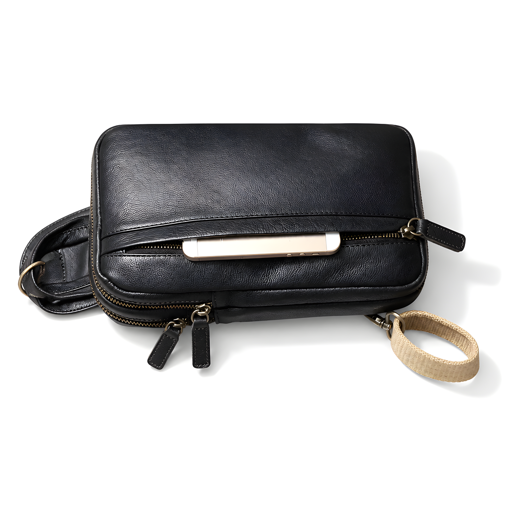 Q-VEXOR Men's Full Grain Leather Crossbody Bag – Premium Sling Shoulder Bag for Everyday Carry