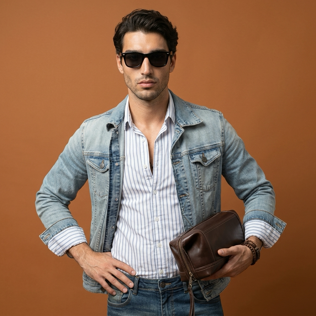 Q-VINTARO Large Capacity Vegetable-Tanned Leather Toiletry Bag – Vintage Eco-Friendly Travel Clutch