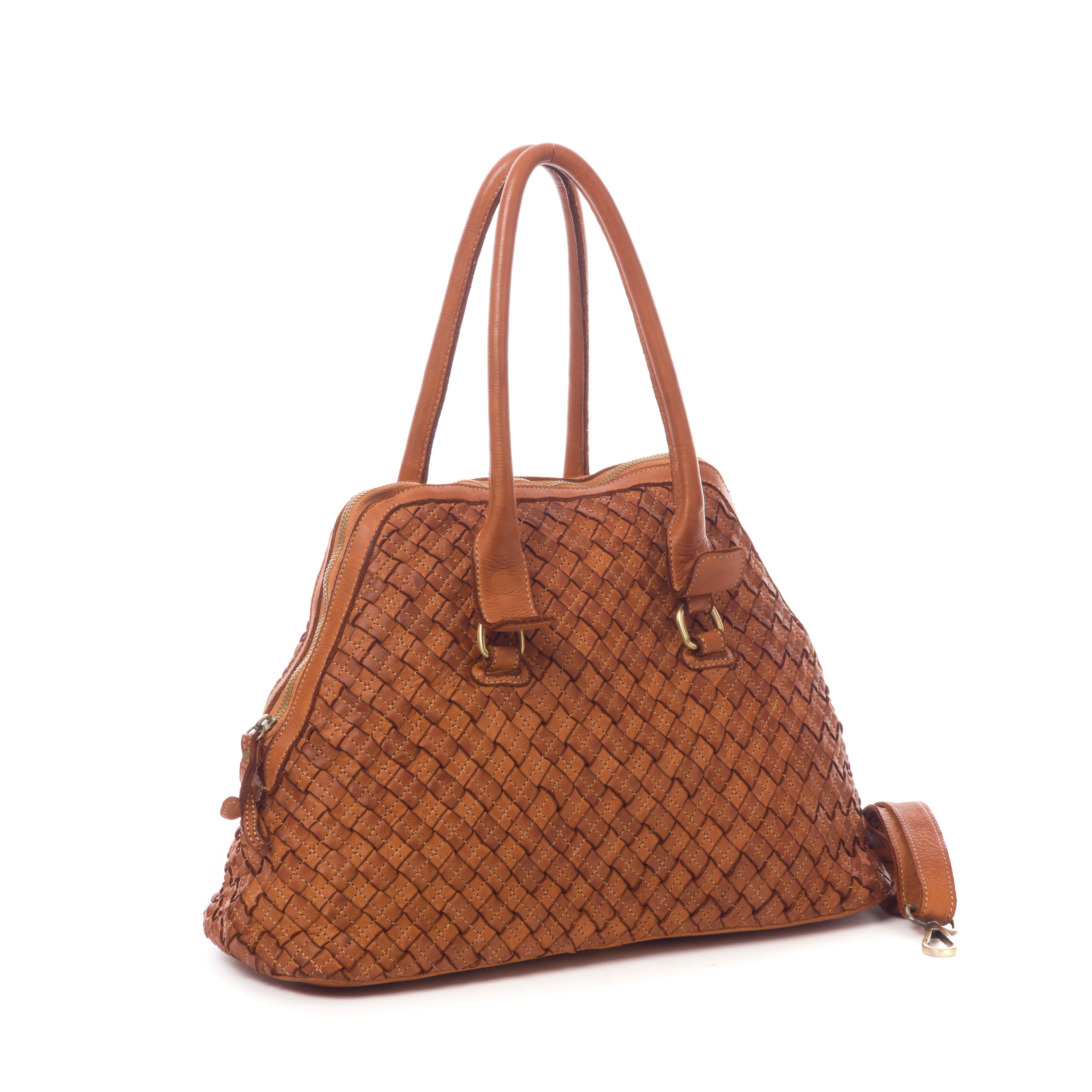 Q-VITA Braided Calfskin Handbag – Hand-Braided Italian Leather, Crossbody & Top Handle