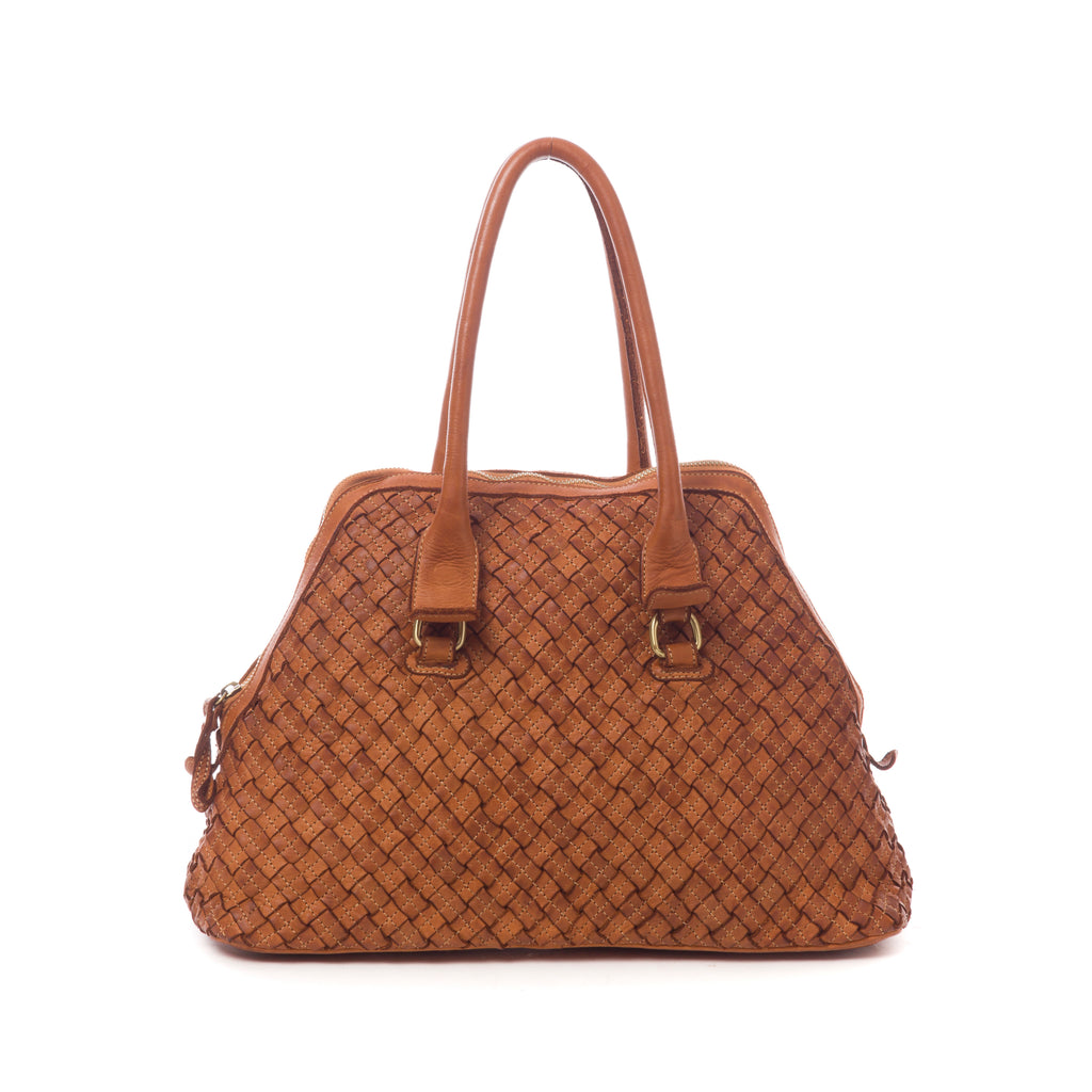 Q-VITA Braided Calfskin Handbag – Hand-Braided Italian Leather, Crossbody & Top Handle
