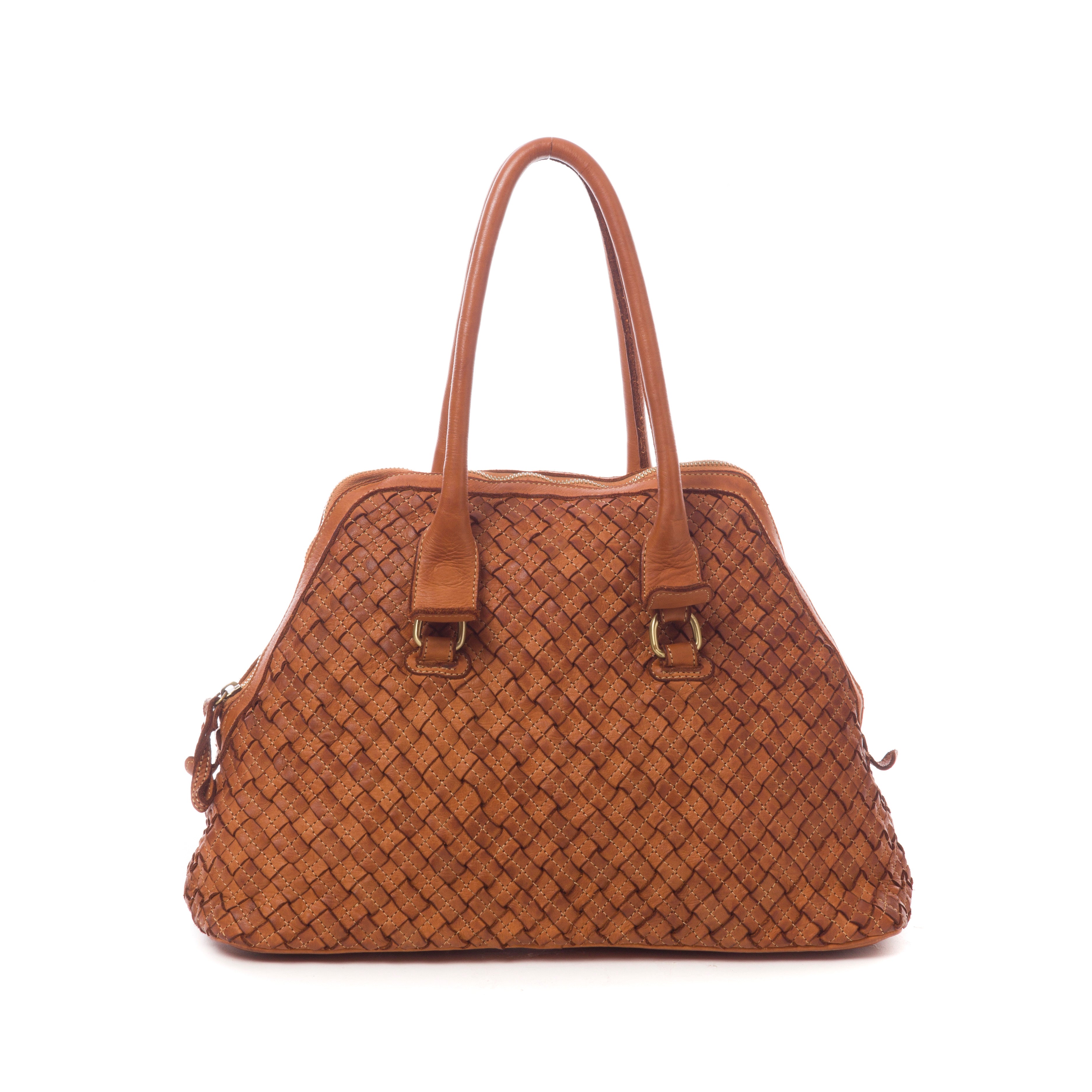 Q-VITA Braided Calfskin Handbag – Hand-Braided Italian Leather, Crossbody & Top Handle