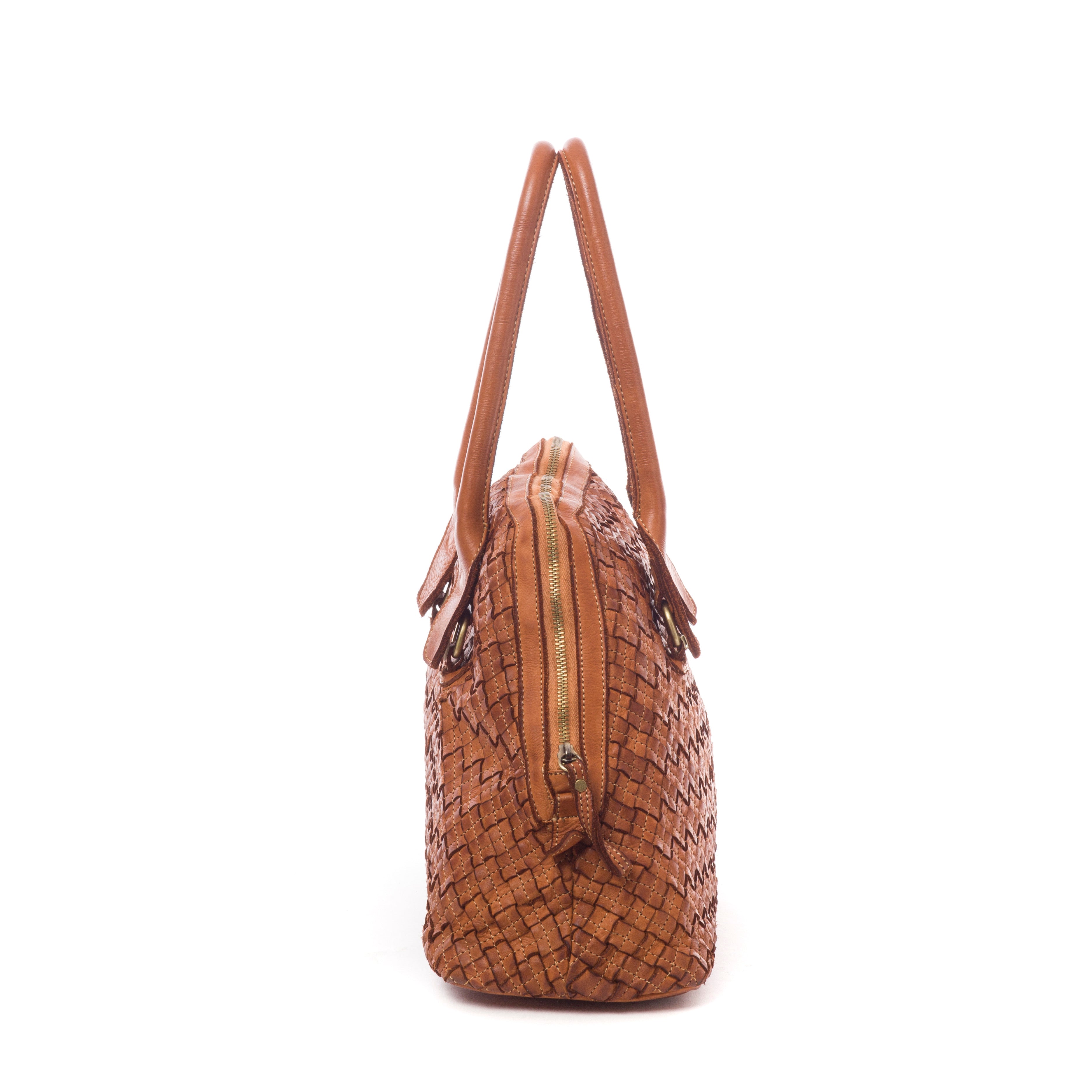 Q-VITA Braided Calfskin Handbag – Hand-Braided Italian Leather, Crossbody & Top Handle