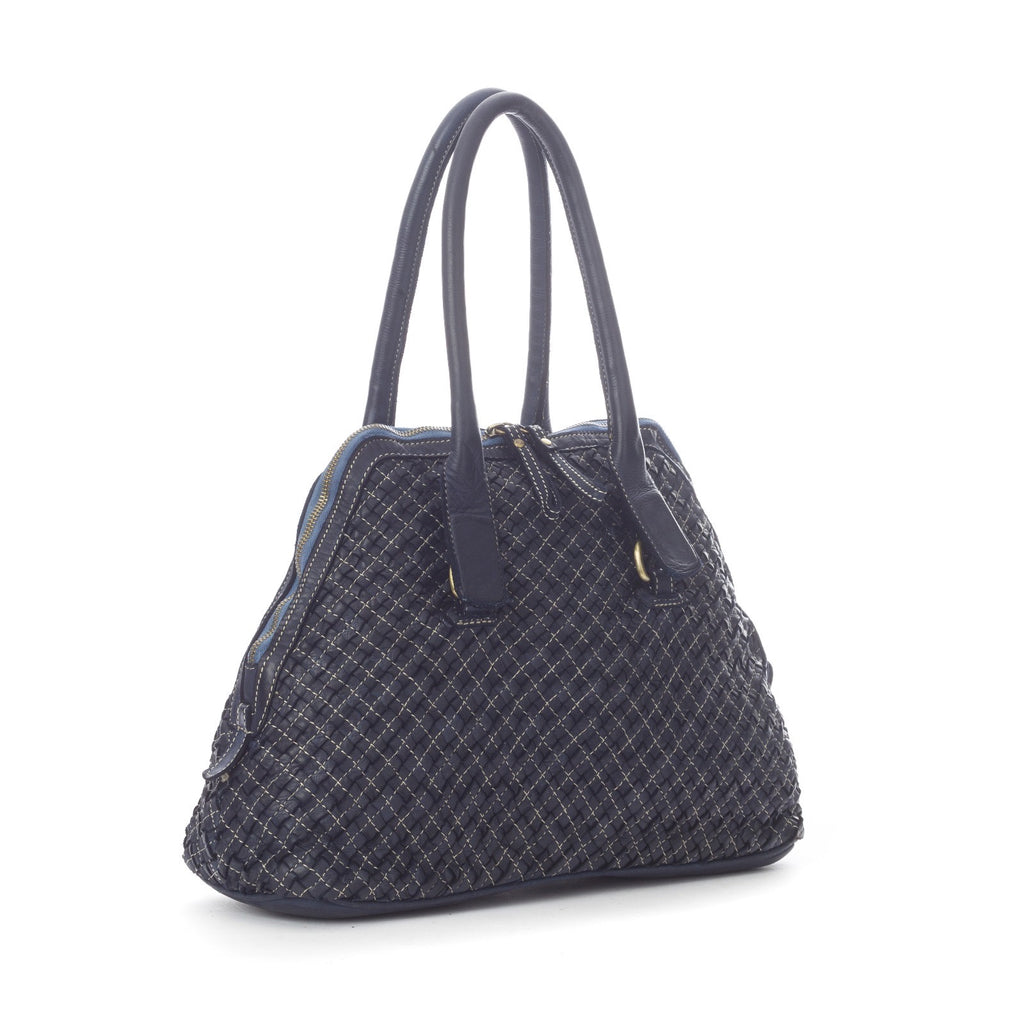 Q-VITA Braided Calfskin Handbag – Hand-Braided Italian Leather, Crossbody & Top Handle