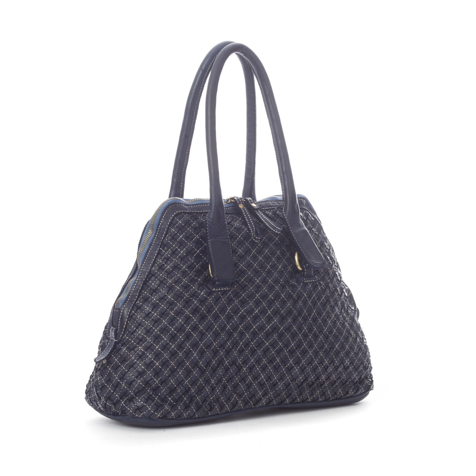 Q-VITA Braided Calfskin Handbag – Hand-Braided Italian Leather, Crossbody & Top Handle