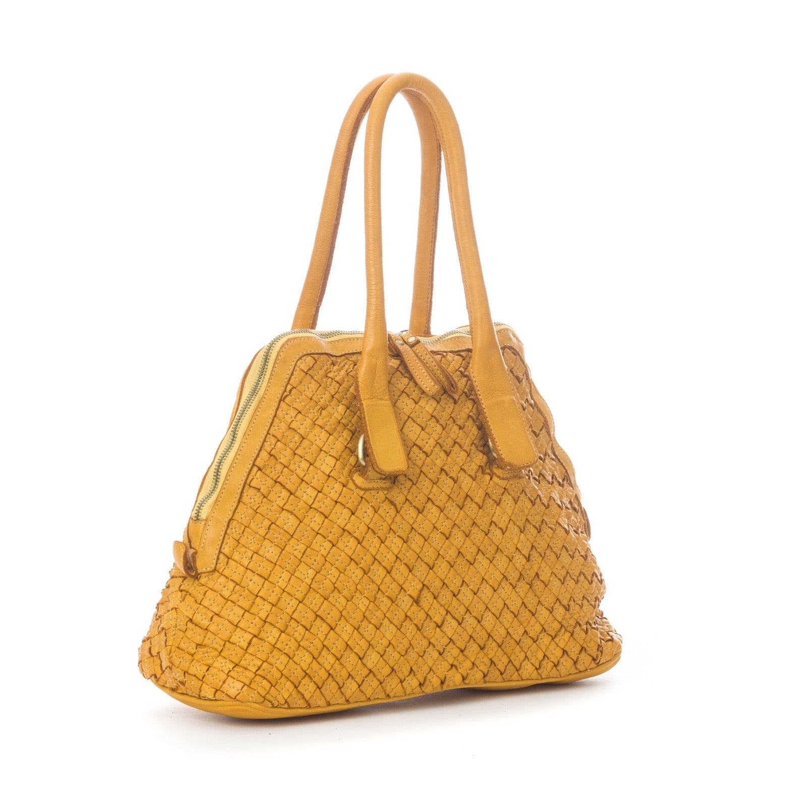 Q-VITA Braided Calfskin Handbag – Hand-Braided Italian Leather, Crossbody & Top Handle