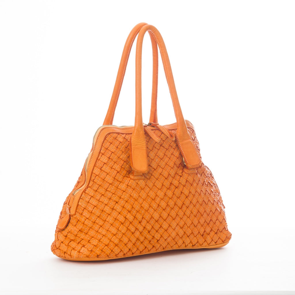 Q-VITA Braided Calfskin Handbag – Hand-Braided Italian Leather, Crossbody & Top Handle