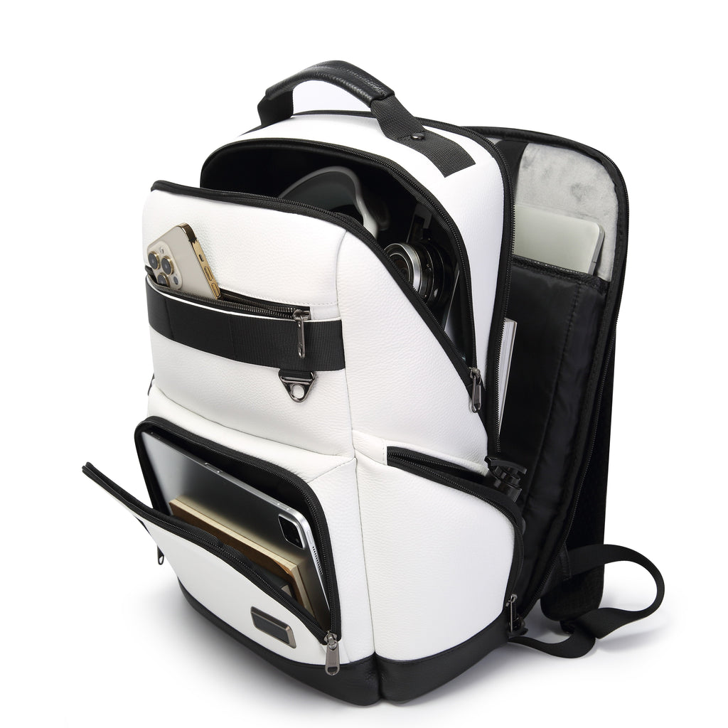 Q-VOYAGER Genuine Leather Business Laptop Backpack – Large Capacity & Ergonomic Design