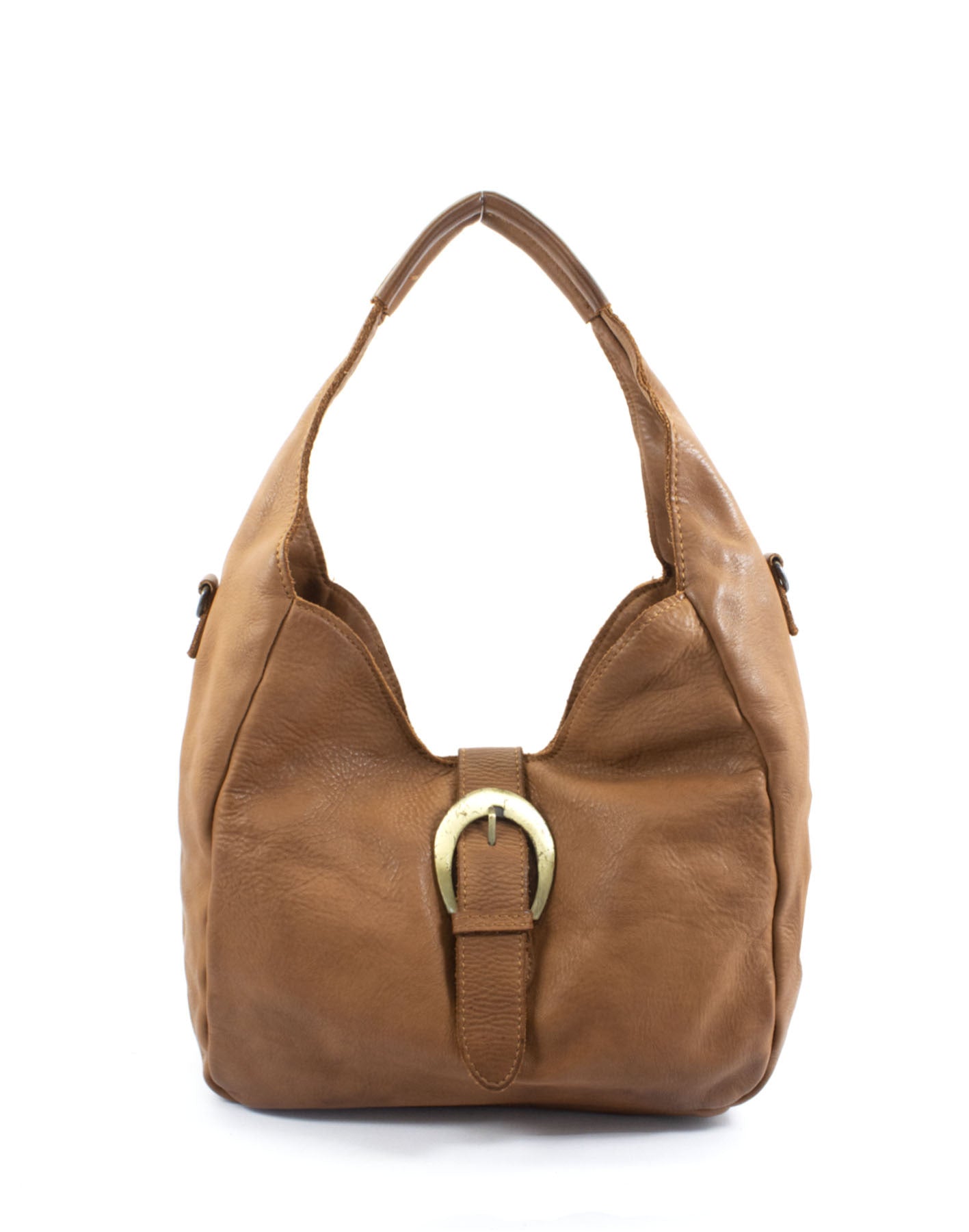 Q-WALK Vintage Smooth Calfskin Bag – Large, Italian Leather, Zip & Buckle Closure