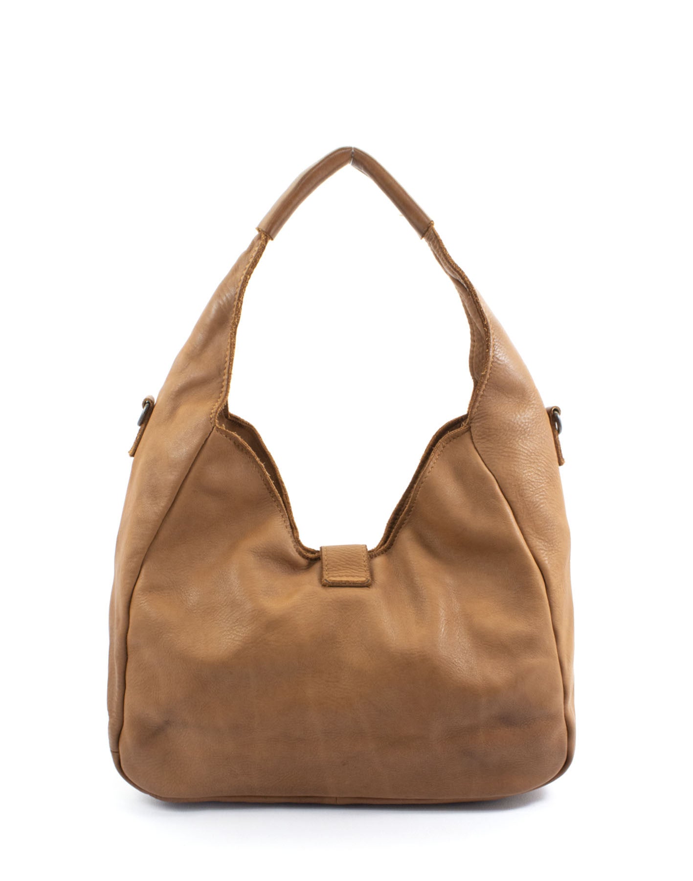 Q-WALK Vintage Smooth Calfskin Bag – Large, Italian Leather, Zip & Buckle Closure