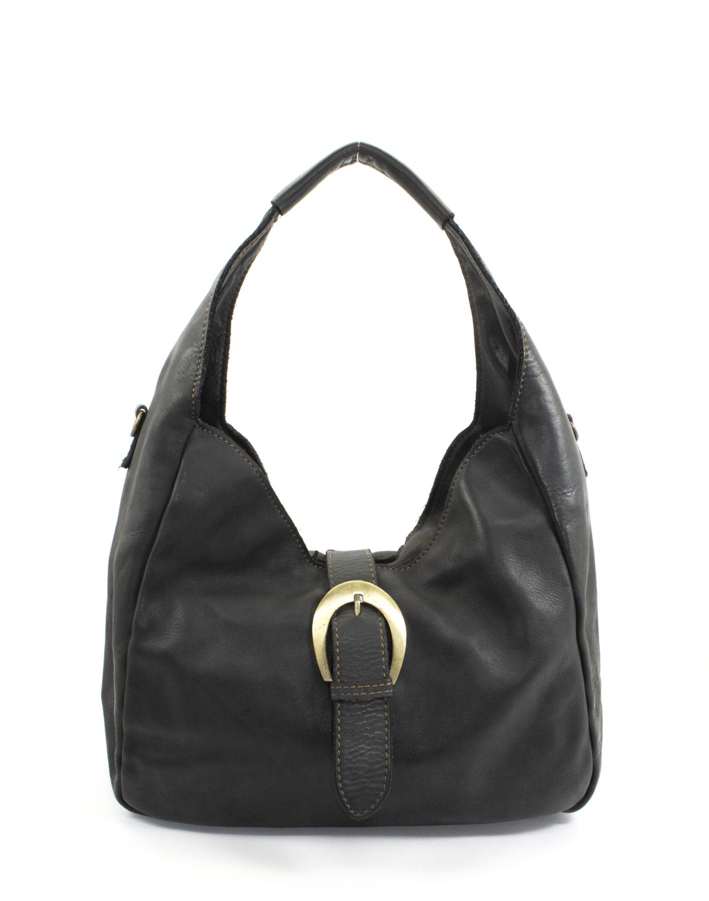 Q-WALK Vintage Smooth Calfskin Bag – Large, Italian Leather, Zip & Buckle Closure