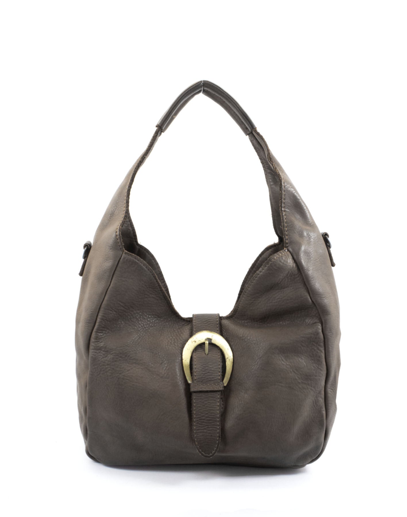 Q-WALK Vintage Smooth Calfskin Bag – Large, Italian Leather, Zip & Buckle Closure