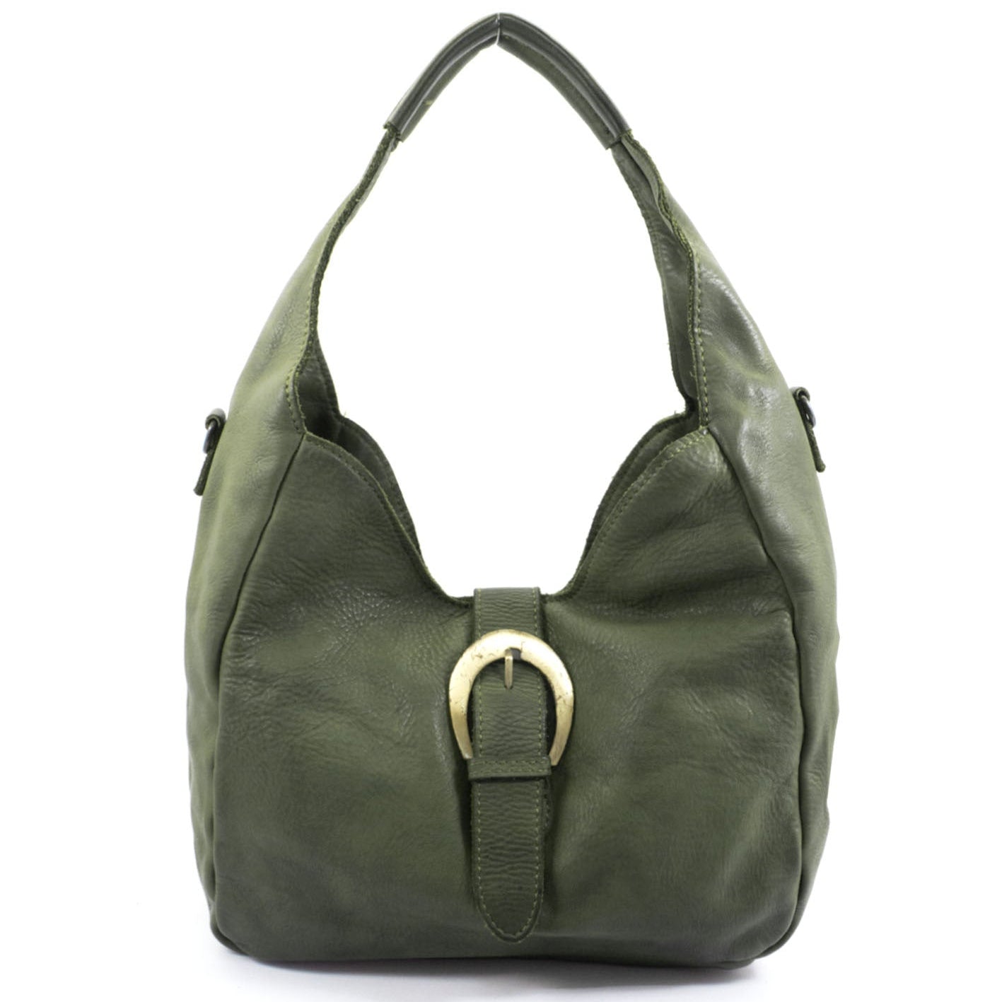 Q-WALK Vintage Smooth Calfskin Bag – Large, Italian Leather, Zip & Buckle Closure