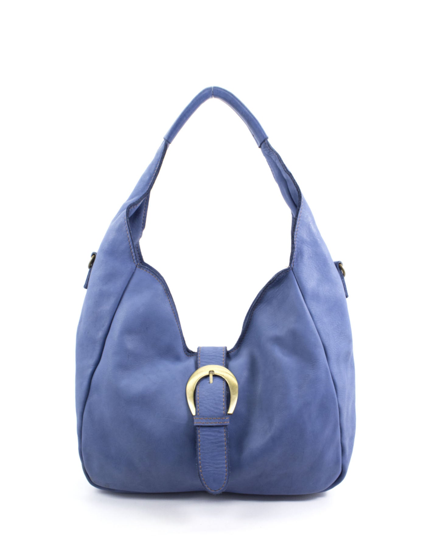 Q-WALK Vintage Smooth Calfskin Bag – Large, Italian Leather, Zip & Buckle Closure