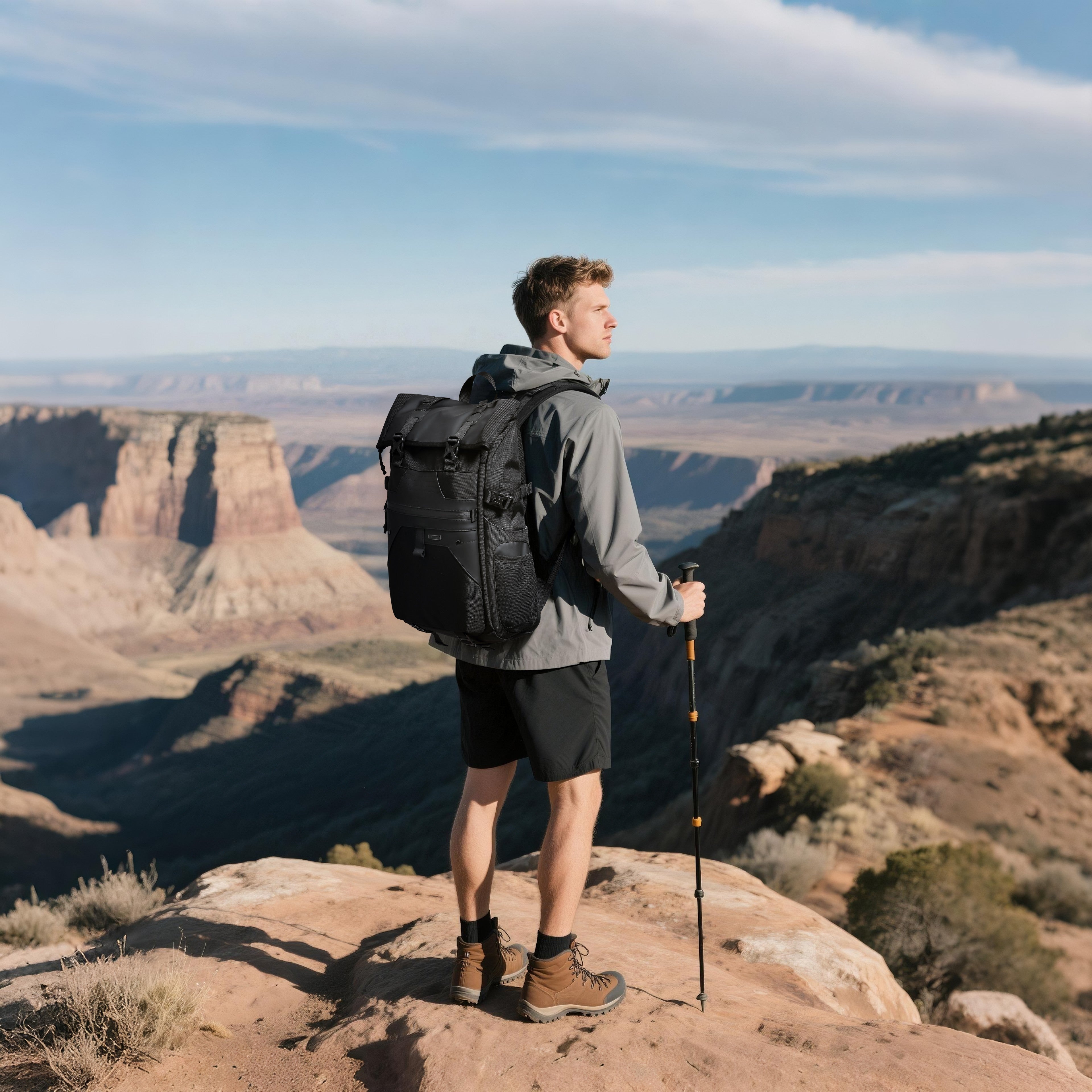 Q-ZAINO Men's 28L Rolltop Waterproof Anti-Theft Backpack – All-Season Adventure