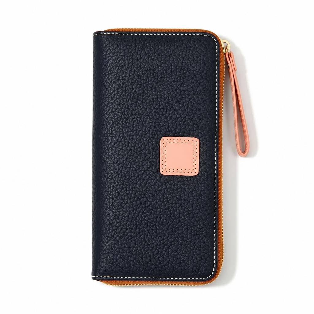 Q-AUREL Women's Genuine Leather Long Zipper Wallet & Wristlet Clutch