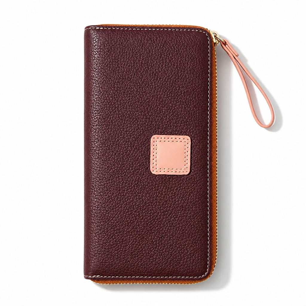 Q-AUREL Women's Genuine Leather Long Zipper Wallet & Wristlet Clutch