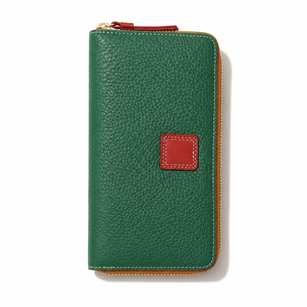 Q-AUREL Women's Genuine Leather Long Zipper Wallet & Wristlet Clutch