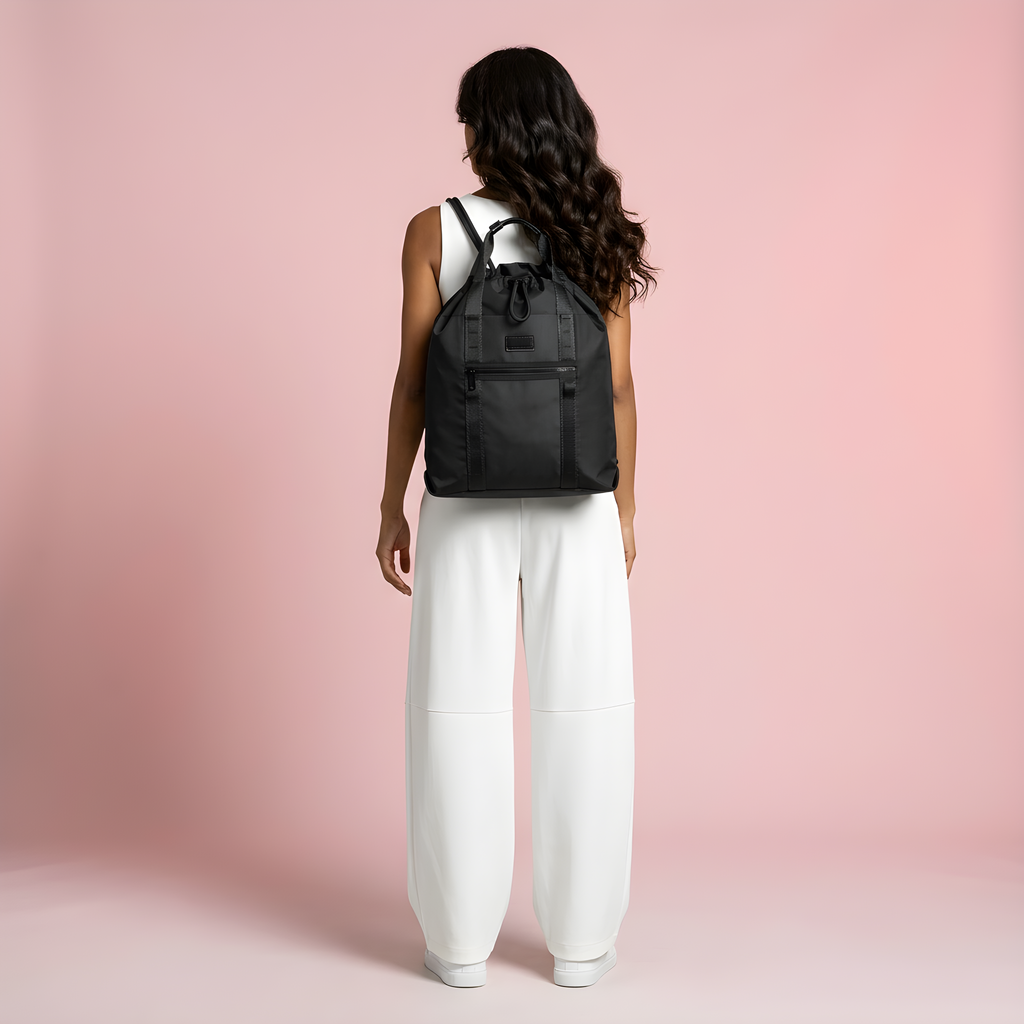 Q-CORD Premium Nylon & Genuine Leather Sport Backpack – Waterproof & Convertible