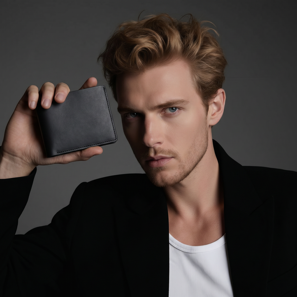 Q-CREST Genuine Leather Wallet – Slim Billfold for Men