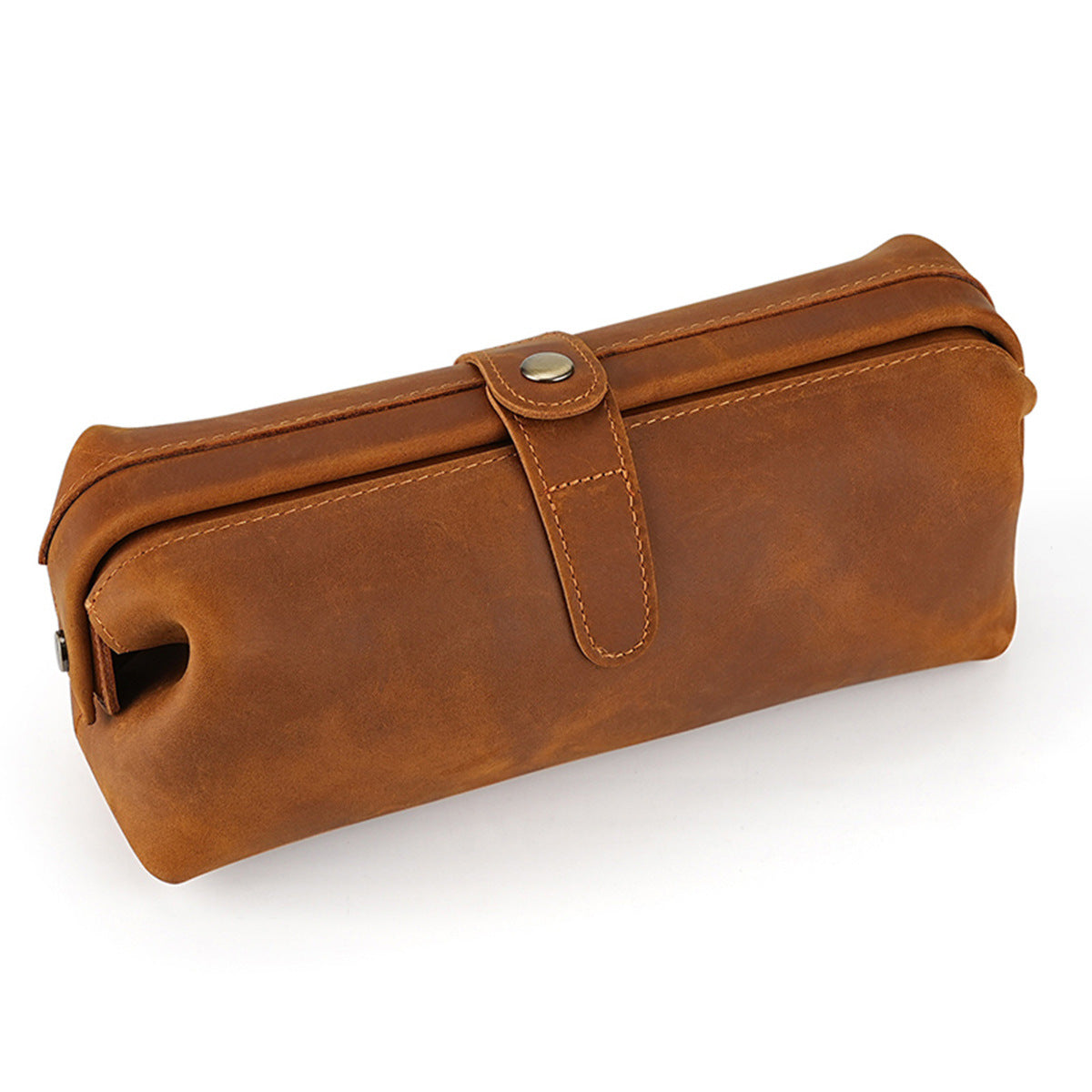 Q-ENDURA Vintage Design Top Grain Leather Cosmetic Toiletry Bag