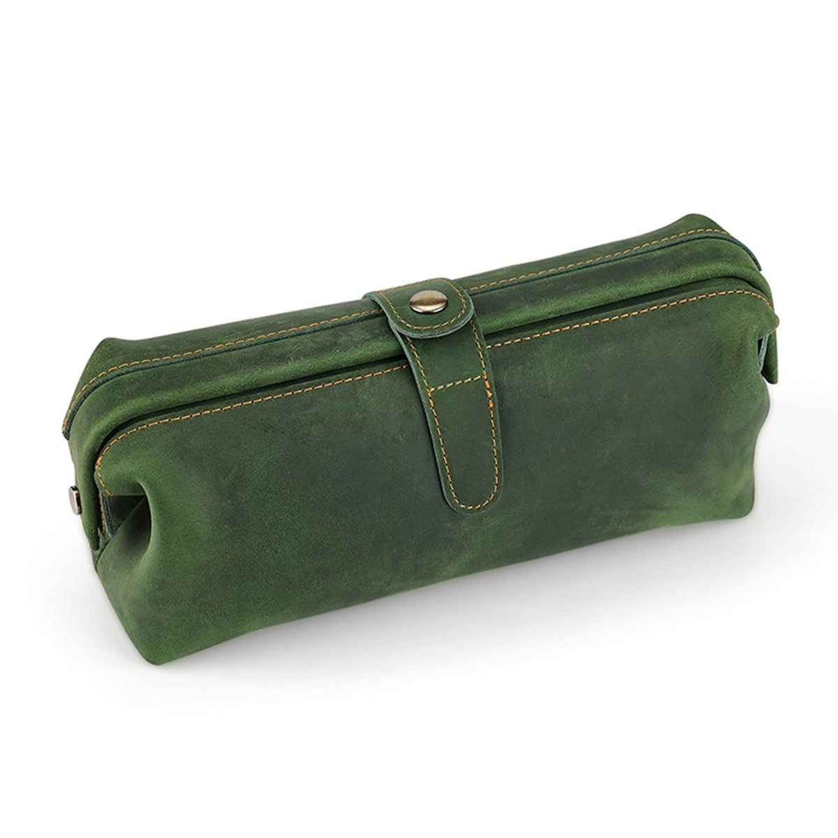 Q-ENDURA Vintage Design Top Grain Leather Cosmetic Toiletry Bag