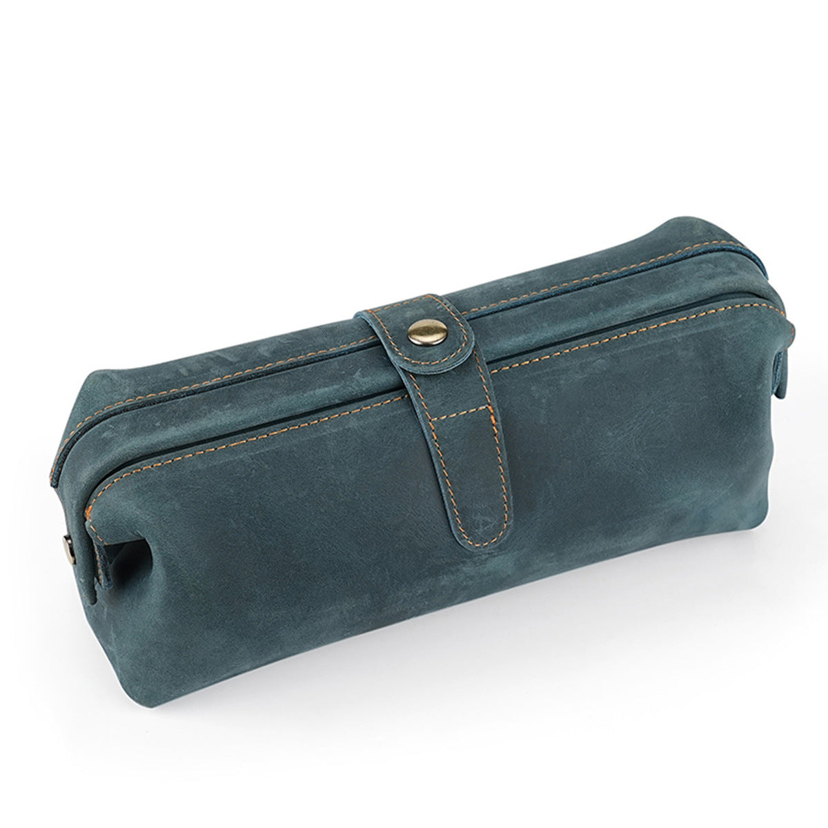 Q-ENDURA Vintage Design Top Grain Leather Cosmetic Toiletry Bag