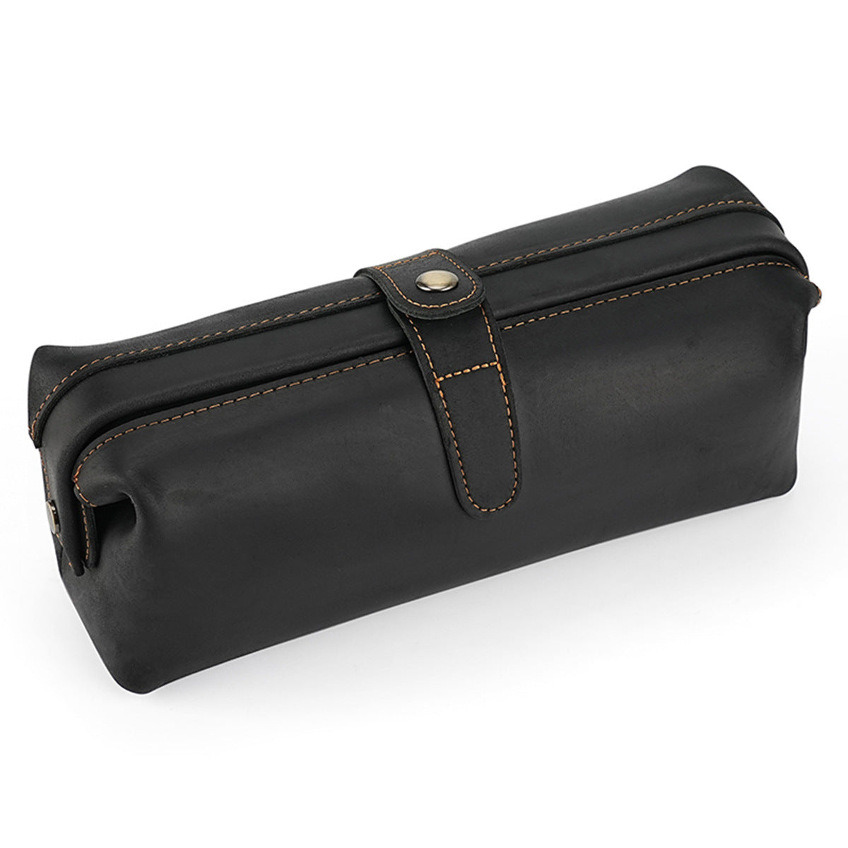 Q-ENDURA Vintage Design Top Grain Leather Cosmetic Toiletry Bag