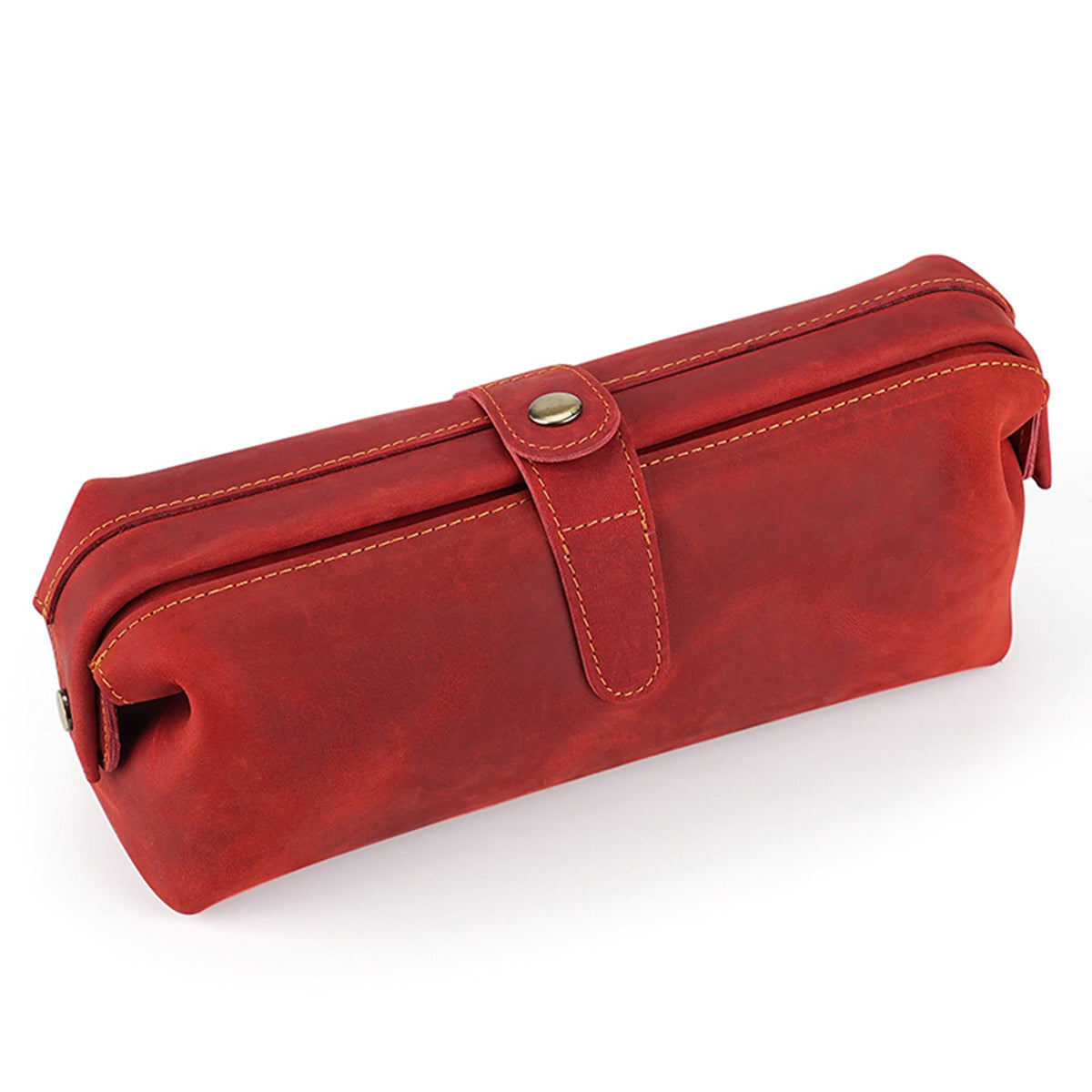 Q-ENDURA Vintage Design Top Grain Leather Cosmetic Toiletry Bag