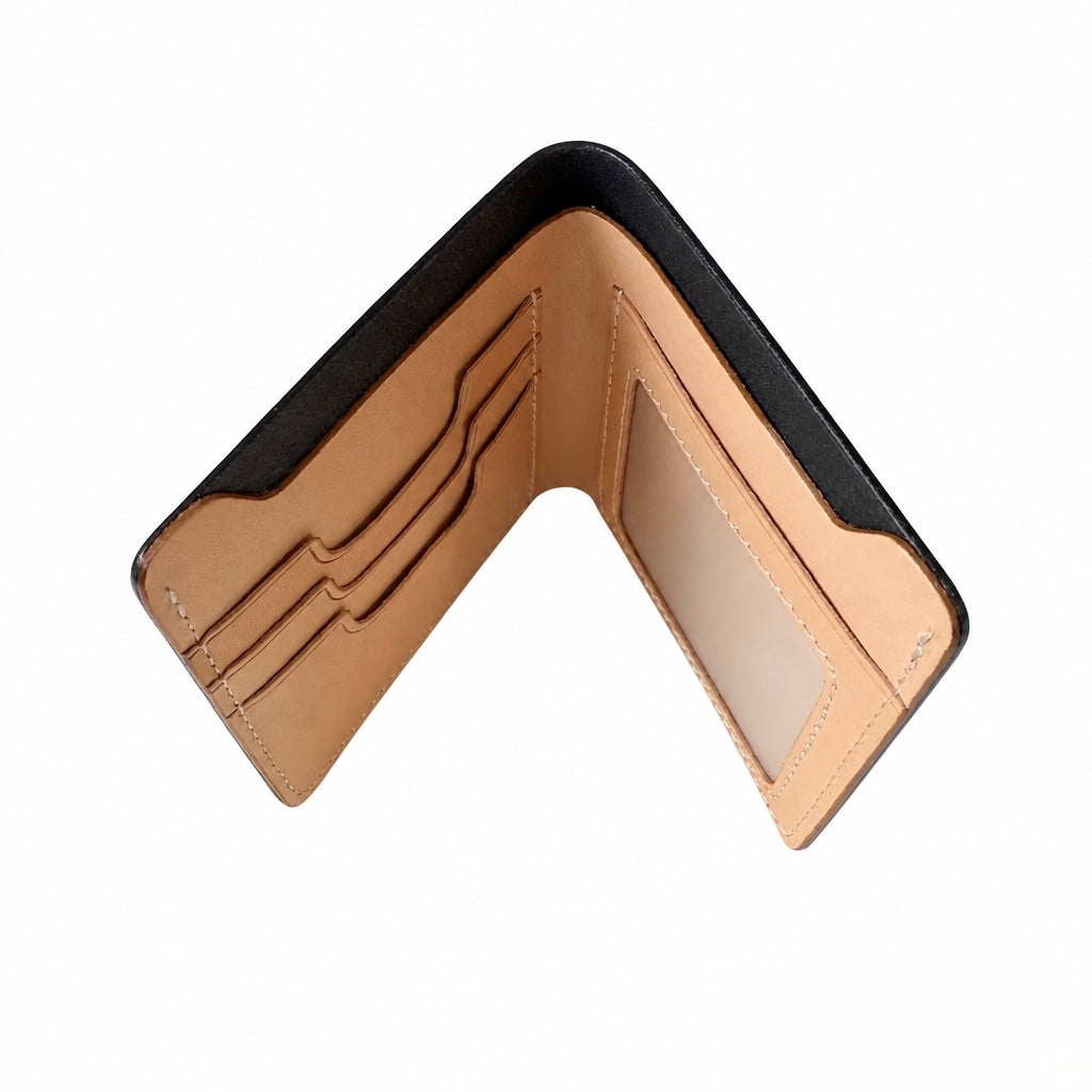 Q-FORTAN Slim Leather Bifold Wallet for Men – Italian Vegetable Tanned, RFID Blocking